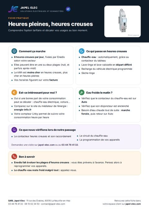 Aperçu de la fiche Heures pleines, heures creuses