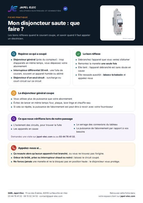 Aperçu de la fiche Mon disjoncteur saute : que faire ?